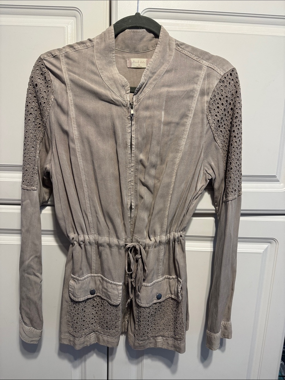 Altar'd State Taupe Utility Jacket with Eyelet Details